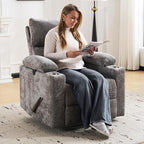 Swivel Rocker Recliner with Adjustable Armrests, Rocking Nursery Chair with - Image 3
