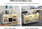 Loomie Wine Bar Cabinet with LED Light, Home Coffee Cabinet with Wine Rack and - Image 8