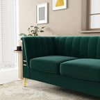 83.46" W Green Velvet Sofa Couch - Image 4