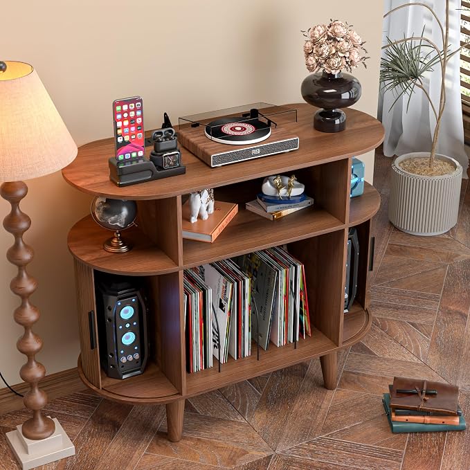 LUVIOHOME Large Round Record Player Stand - Image 5