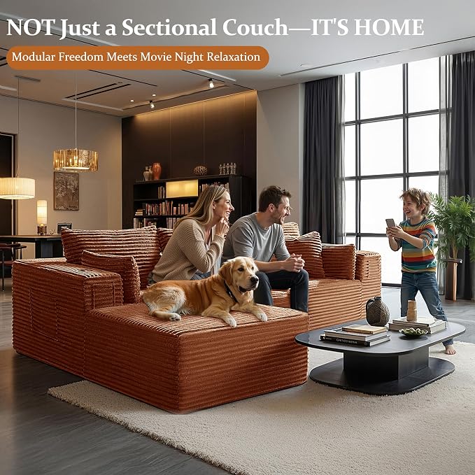 108" Cloud Sectional Couch, Comfort L Shaped Boneless Couch - Image 4