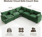 111.4" V-Shaped Corner Couch Sectional｜5 Seat Customizable Modular Cloud - Image 2