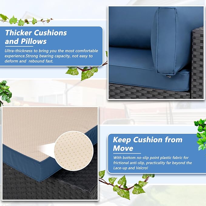 Patio Furniture Sets, 5 Piece Outdoor Sectional Sofas, Wicker Rattan Outdoor - Image 4