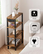 TUTOTAK Narrow Side Table with Charging Station, Small End Table with USB Ports - Image 4