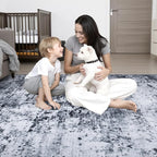 2x6 Washable Runner Rug：Modern Abstract Kitchen Carpet Black | - Image 10