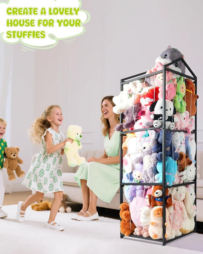 NomNest Stuffed Animal Storage Zoo, Large Metal Plushies Organizer, Heavy Duty - Image 7