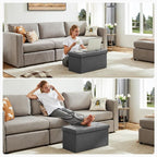 DUMOS 30 Inch Folding Storage Ottoman Bench, Large Hidden Storage Chest - Image 6