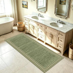Faux Linen Washable Runner Rug Absorbent Surface 2x6 Moss Green | Non-Slip TPR - Image 2