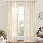 Beige Linen Curtains for Living Room 2 Panels Set for Living Room | 84 Inch by LAMIT