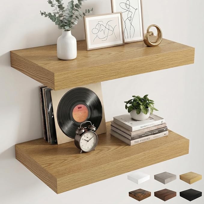Dreamland Floating Shelves 24inch, 2 Pack Rustic Wooden Wall Shelves, Wall by Dreamland