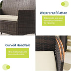4-Piece Outdoor Furniture Set, PE Rattan Wicker Chairs - Image 3