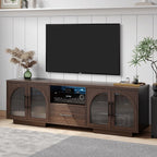 70" LED TV Stand with Storage for 75/80" TVs, Faux Marble Entertainment Center by SOLACEFURNITURE