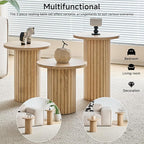 Round Nesting Coffee Table Set of 3 Mid Century Modern Wood Round Coffee Tables - Image 8