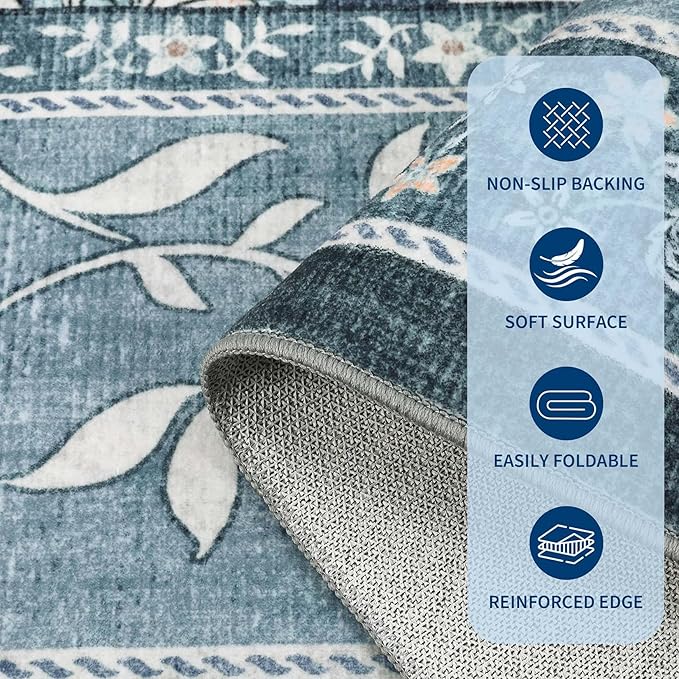 GarveeHome Provence Area Rugs 10x13 Living Room, Botanical Grove Misty Blue - Image 6
