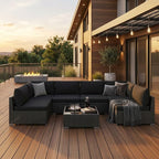 KIGOTY 7-Piece Patio Furniture Set, All-Weather PE Rattan Outdoor Sectional Sofa - Image 9