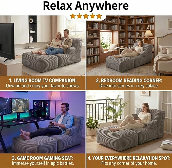 6FT Large Bean Bag Chair Lounger - Image 7