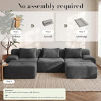 GRUSIGN 118'' Modular Sectional Oversized Boneless Couch, Tufted Cloud - Image 4