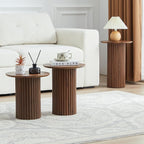Bifins Round Nesting Coffee Table Set of 3, Mid Century Modern Fluted Coffee - Image 5