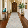 Beige Blue Washable 2'6"x10' Wide Hallway Runners, Kitchen Runner Rug, Non-Slip by HazoHaus