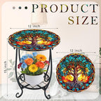 Cinnvoice Outdoor Side Table Round Small Mosaic Patio Accent Indoor End Plant - Image 3