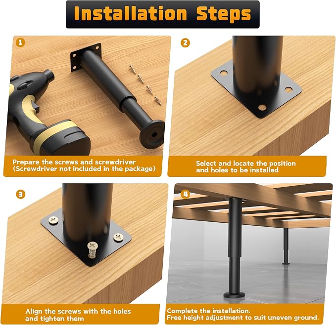 Wlrrcwdttc 4 Pcs Adjustable Height Bed Support Legs - Image 3