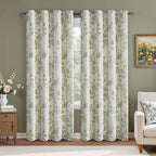 Sage Green Boho Floral 100% Blackout Curtains 84 Inch 2 Panels | Farmhouse - Image 2