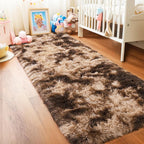 Pionblank Fluffy Runner Rugs for Bedroom 2x6, Tie-Dyed Coffee | Modern Shaggy - Image 3