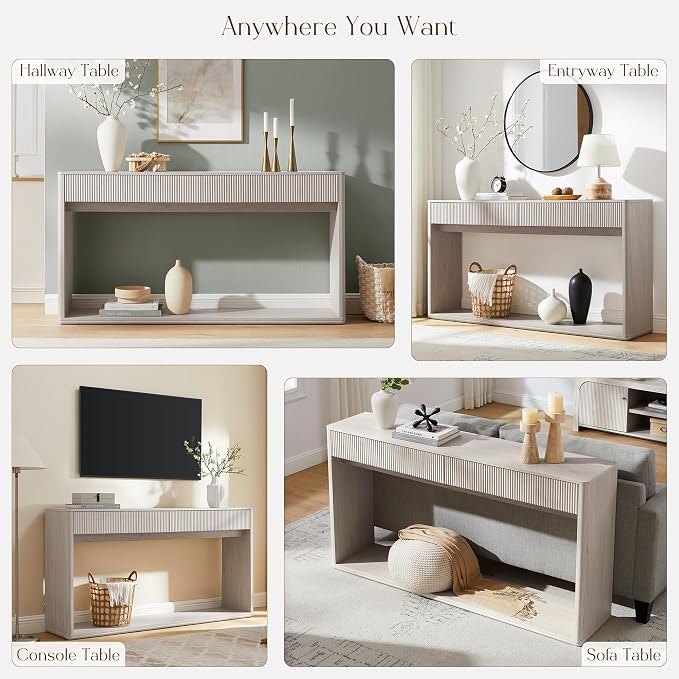 OKD 63" Fluted Console Table for Entryway, Modern Entryway Table - Image 8