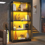 knoworld Display Cabinet with Glass Doors, 4-Tier Glass Display Case with 15mm - Image 7