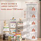 Aheaplus 5 Tier Rotating Bookshelf Tower, 360 Display Spinning Bookcase - Image 2