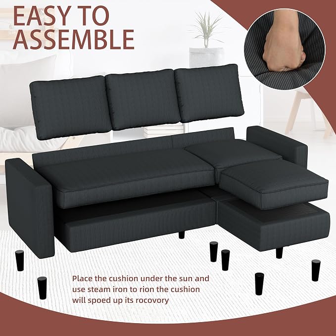 Nuturelly Convertible Sectional Sofa Couch - Image 5