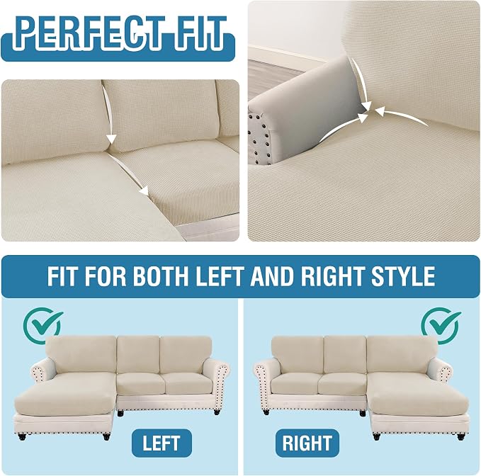 H.VERSAILTEX Sectional Couch Covers 6 Pieces Stretch Sofa Cover - Image 5