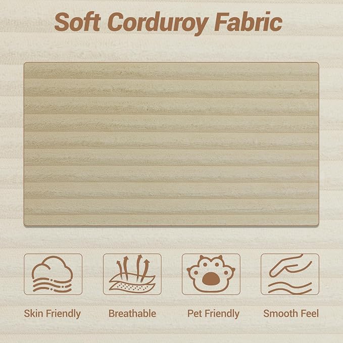 105'' Modular L-Shaped Boneless Sectional, Corduroy Deep Seat Cloud Sectional - Image 7
