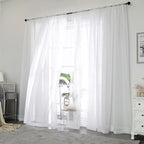 White Sheer Curtains 72 Inches Long 2 Panels Set, Transparent Voile Sheer by OWENIE