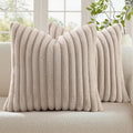 decorUhome Fall Faux Fur Throw Pillow Covers 16x16 Set of 2 Tan | Decorative by decorUhome