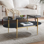 LumFurn Oval Glass Coffee Table, Mid-Century Modern Design, L41 x W21 x H17 inch - Image 3