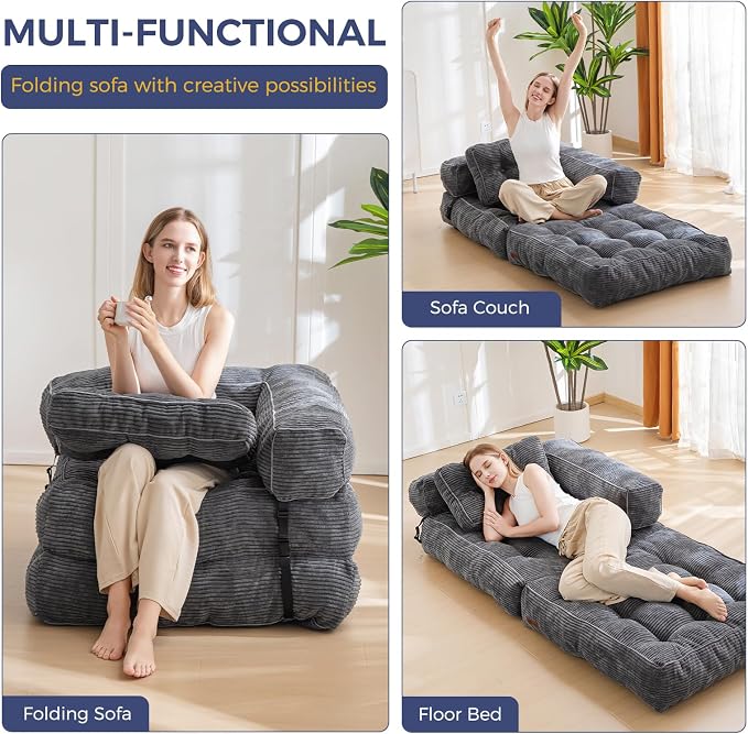 MAXYOYO Folding Sofa Bed, L-Shaped Convertible Sofa Bed - Image 7