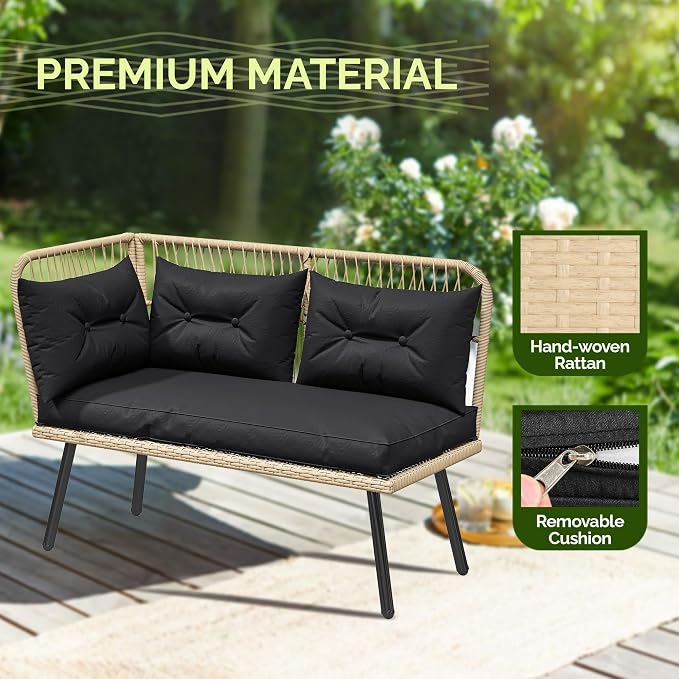 YITAHOME L-Shaped Patio Furniture Set, All-Weather Rattan Outdoor Conversation - Image 7