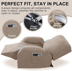 Recliner Chair Covers, 4-Piece Stretch Geometric Strokes Jacquard Reclining - Image 4