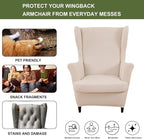 HAOYONG Jacquard Wingback Chair Cover Thickening Armchair Covers 2 Pieces - Image 4