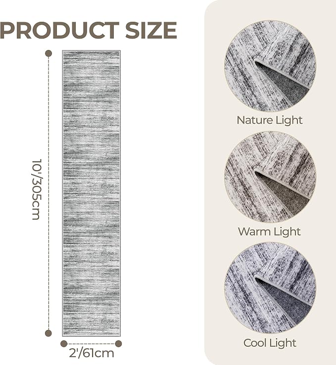2x10 Runner Rug Non Slip, Washable Hallway Runner Rug, Laundry Room, Soft - Image 2