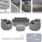 TWT 6-Piece Aluminum Patio Furniture Set, Modern Outdoor Conversation Set - Image 5