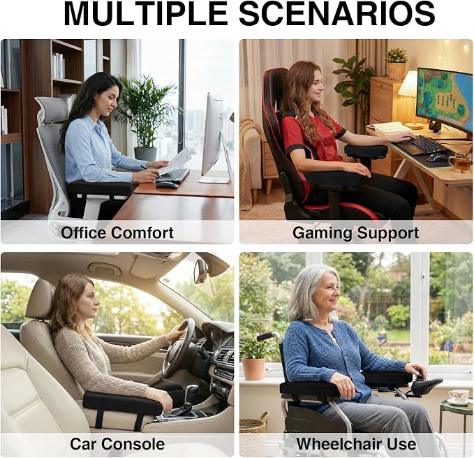 Smiry Ergonomic Office Chair Armrest Pads, Memory Foam Arm Rest Covers - Image 7