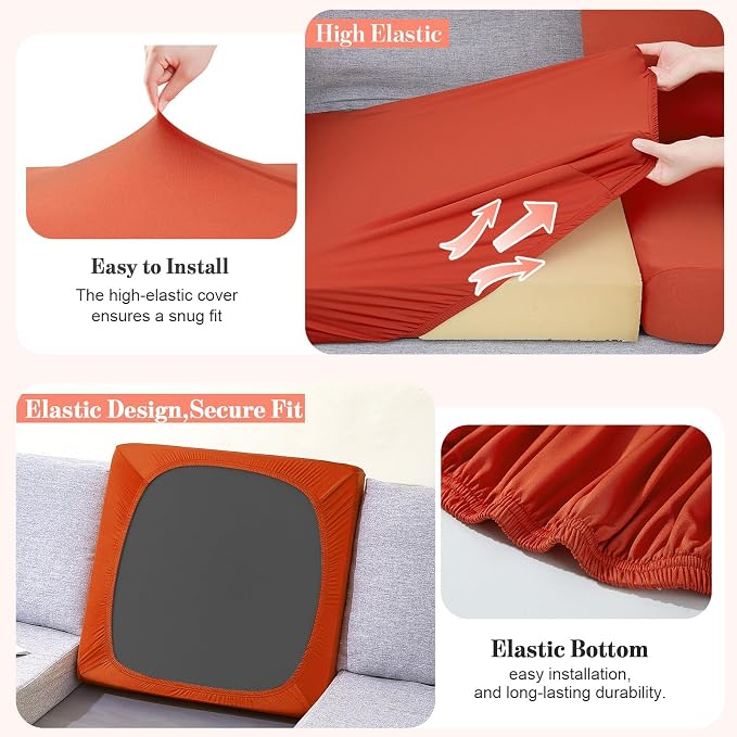 4Pcs Patio Cushion Covers Stretch Outdoor Furniture Protector Slipcovers | - Image 5