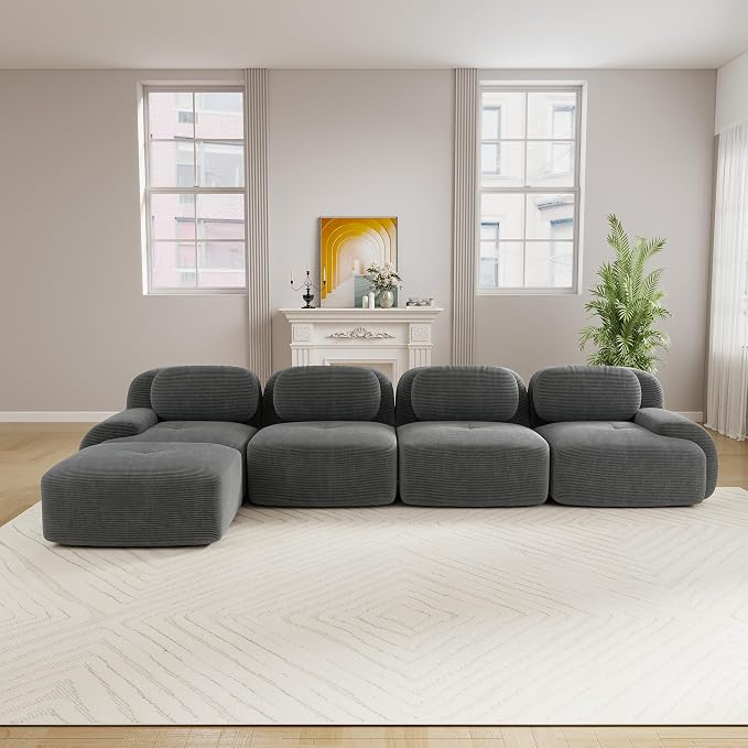 Boneless Sectional Couch, No Assembly Required, 152.7” L Shaped Modular Cloud - Image 2