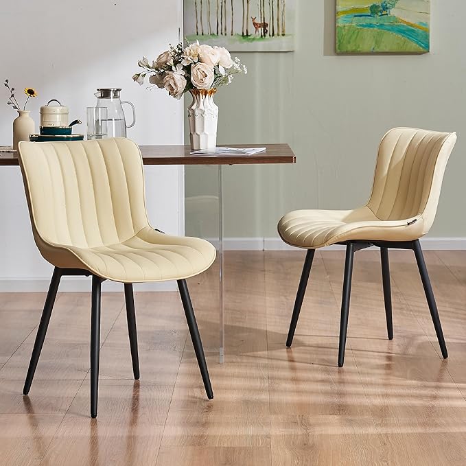 YOUNUOKE Mid-Century Modern Dining Chairs Set of 2, Armless Accent Chair by YOUNUOKE