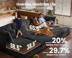 154" Oversized Corduroy Couch Modular Sectional Sofa, Washable Cloud Couch - Image 3