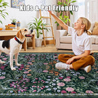 PLHXFR 2x5 Washable Runner Rug：Floral Indoor Kitchen Carpet Dark Green | - Image 7