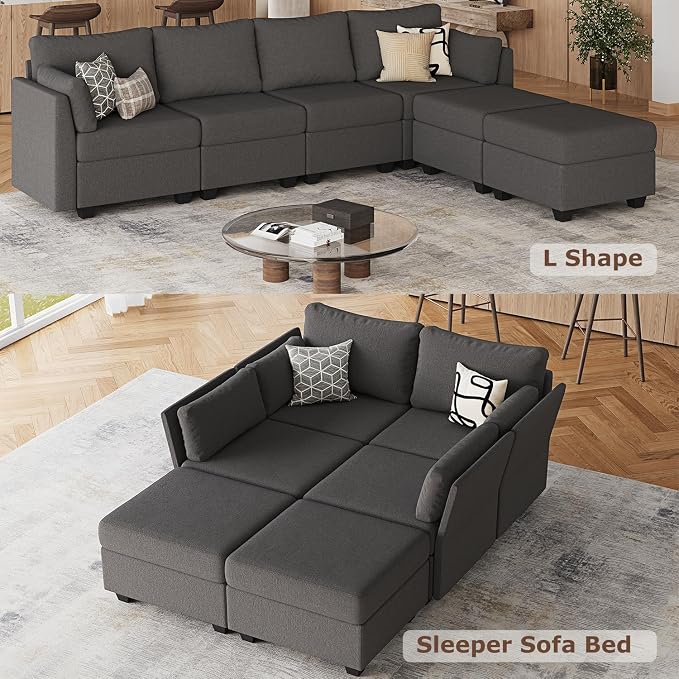 Huatean Home 114.17" Modular Sectional Sofa, 6 Seat Modular Couch - Image 4