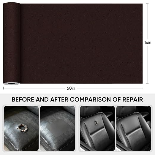 Leather Repair Tape, 16 x60 Inches Self Adhesive Leather Repair Patch，Leather - Image 2
